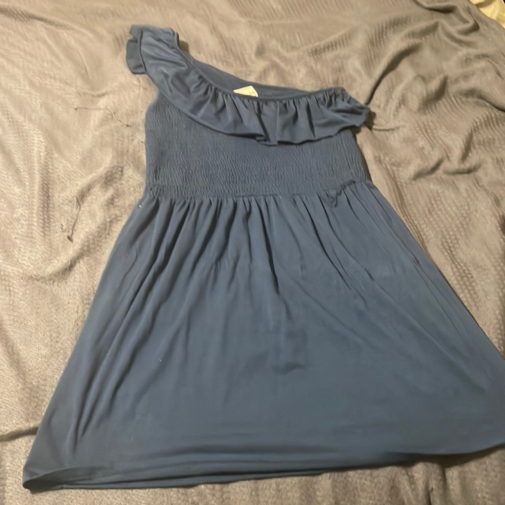 Navy blue, one shoulder dress